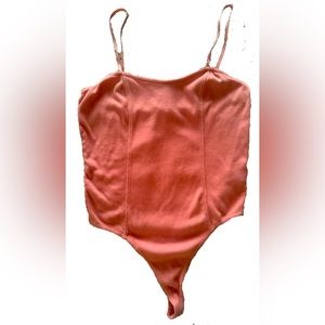 Open Edit Ribbed Camisole Bodysuit in Pink Peony. Size M